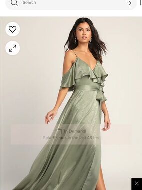 outstanding elegance sage green satin surplice maxi dress Sage Green Satin Cowl Neck Bridesmaid Dress Mermaid Floor-Length main image 0
